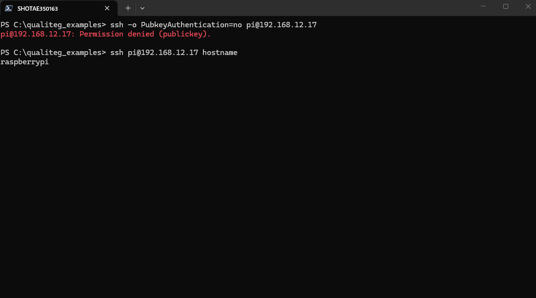 パスワード認証が拒否され、鍵ログインは通ることの実測