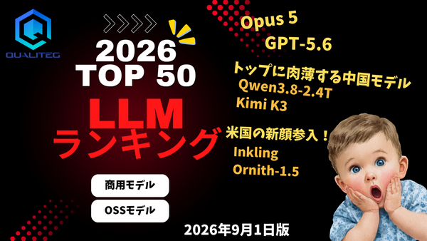 日本語対応 LLMランキング2026　～ベンチマーク分析レポート～（9月1日版）